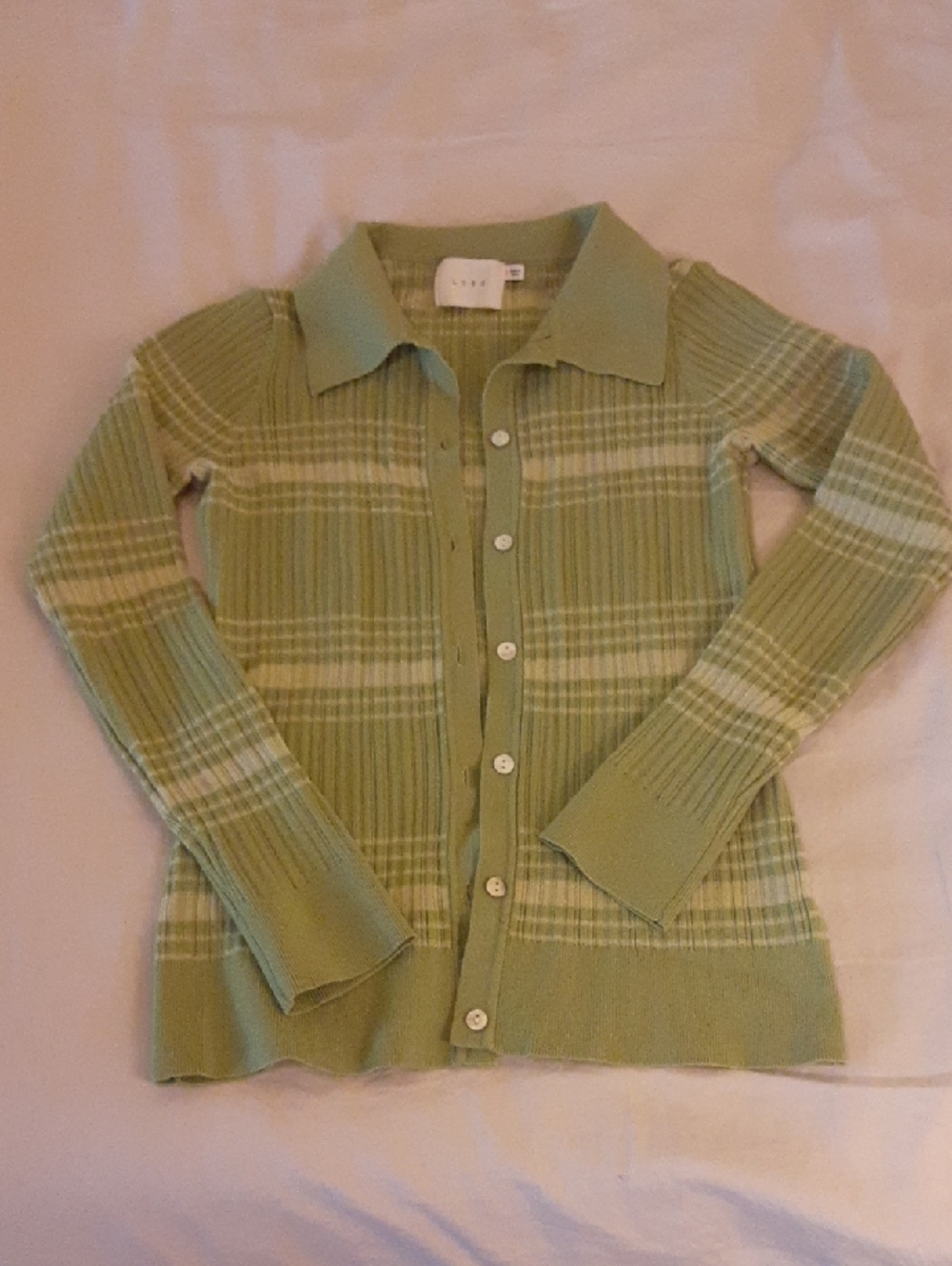 Lush Sage Ribbed Knit Cardigan, Soft, Size Small, Strech